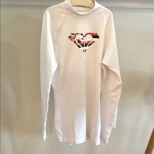 Roxy White Surf Rash Guard with Hawaii Heart Design